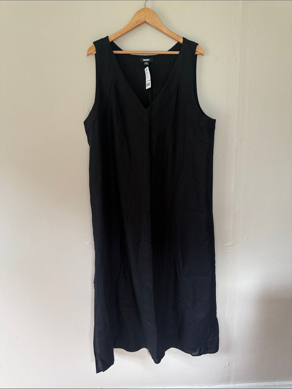 NWT DKNY Black Sleeveless V-Neck Maxi Dress XXL